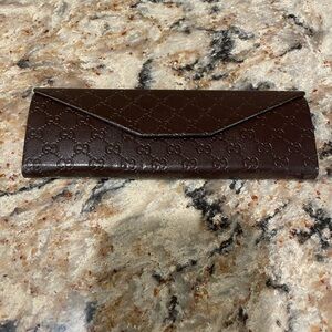 Gucci Dark Brown Embossed Eyeglass Case